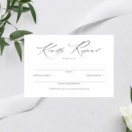 Elegant Script Black and White Bröllop Simple OSA Kort