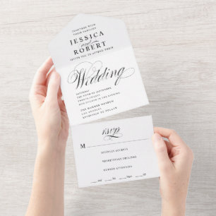 Elegant Script Black and White Calligraphy Bröllop