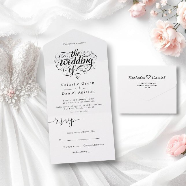 Elegant Script Black and White Classic Bröllop (Skapare uppladdad)
