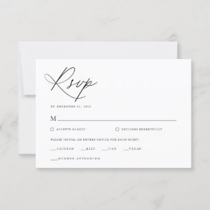 Elegant Script Black and White Classic Bröllop OSA Kort