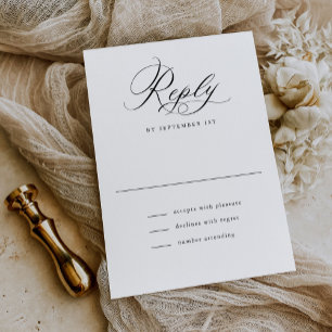 Elegant Script Black and White Classic Bröllop OSA Kort
