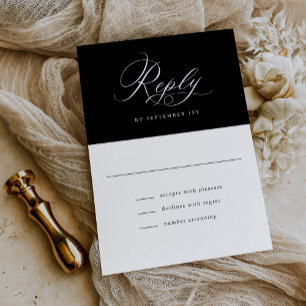 Elegant Script Black and White Classic Bröllop OSA Kort