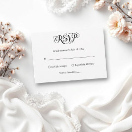 Elegant Script Black and White Classic Bröllop OSA Kort