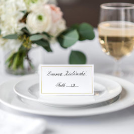 Elegant Script Black and White Guld Gräns Placeringskort