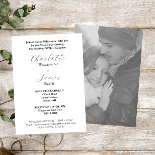 Elegant Script Black and White Photo Bröllop Inbjudningar