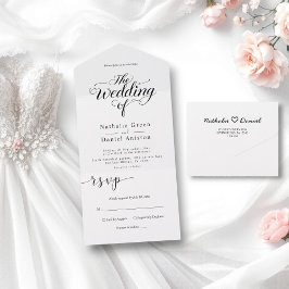 Elegant Script Black and White Simple Bröllop