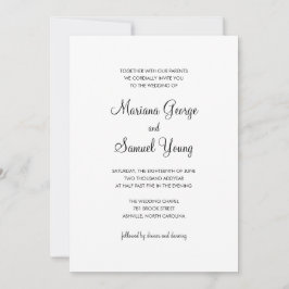 Elegant Script Black and White Simple Bröllop Inbjudningar
