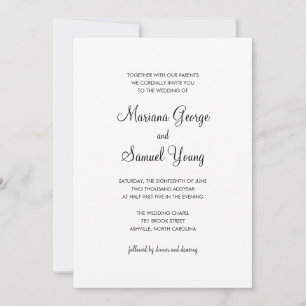 Elegant Script Black and White Simple Bröllop Inbjudningar