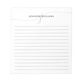 Elegant Script Black Grått Modern Monogram Led Anteckningsblock