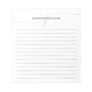 Elegant Script Black Grått Modern Monogram Led Anteckningsblock
