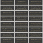 Elegant Script Black Guld Bröllop Guest Adress Klistermärken<br><div class="desc">Modern Elegant Skript Svart och Guld minimalistisk personlig-etiketter för Bröllop Guest Namn Adress anpassningsbar. Gästen namn är skriven i ett snabbt kursivt handskript med svan-typsnitt. Den har 24 klistermärken.</div>