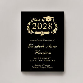 Elegant Script Black Guld College Graduation Meddelande