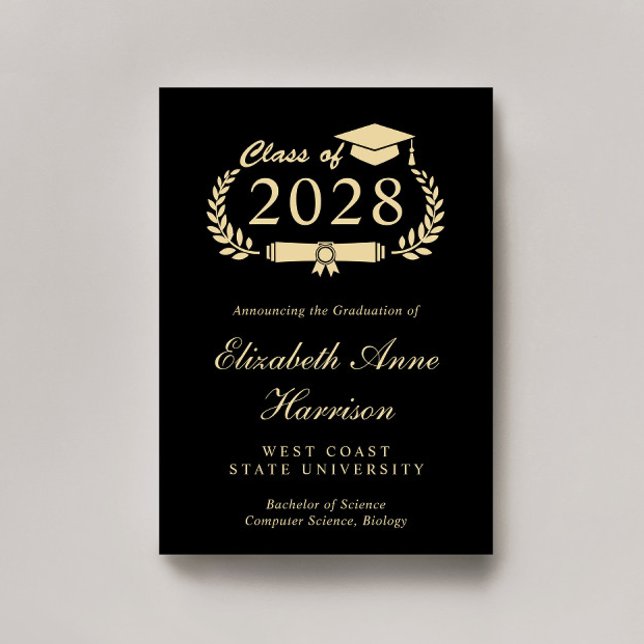 Elegant Script Black Guld College Graduation Meddelande (Share the pride and excitement of your graduate's achievement with friends and family near and far)