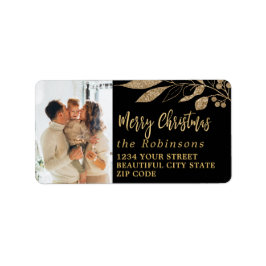 Elegant Script Black Guld-Returadress Adressetikett