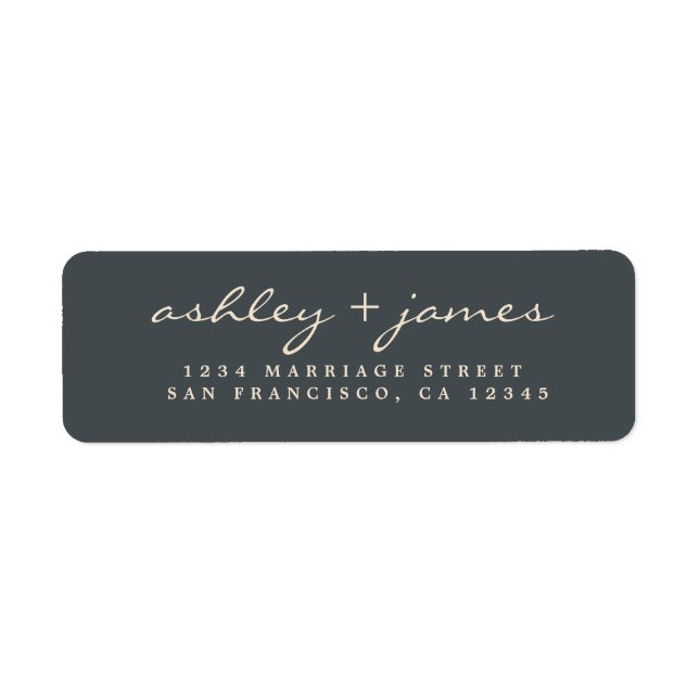 Elegant Script Black Ivory Bröllop Returadress Etikett (Framsidan)