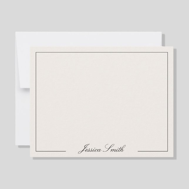 Elegant Script Black och Ivory Monogram Gräns Anteckningskort (Skapare uppladdad)