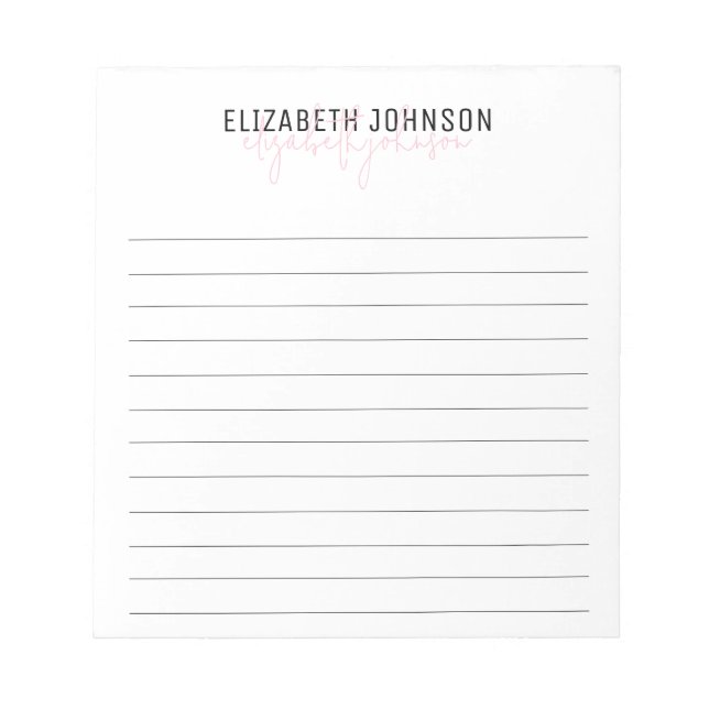 Elegant Script Black Rosa Classic Led Anteckningsblock (Framsida)