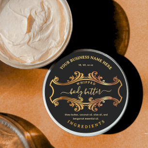 Elegant Script Black Vintage Brödtext Butter-etike Runt Klistermärke