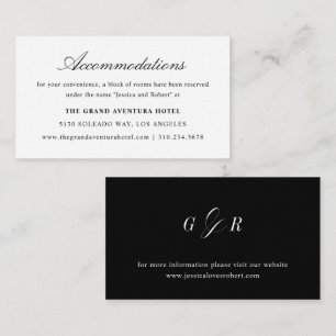 Elegant Script Black White Bröllop Ackommodation Tilläggskort