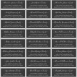 Elegant Script Black White Bröllop Guest Adress Klistermärken<br><div class="desc">Modern Elegant Skript Black and White Minimalist Bröllop Guest Namn Adress anpassningsbar personlig Labels Stickers på svart bakgrund. Gästen namn är skriven i ett kursivt,  snabbt,  stavat svan-teckensnittsskript. Den har 24 klistermärken.</div>