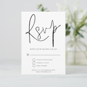 Elegant Script Black White Bröllop OSA Kort