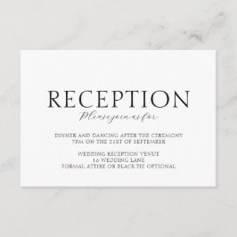 Elegant Script Black & White bröllop Reception Tilläggskort