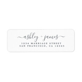 Elegant Script Black White Bröllop Returadress Etikett