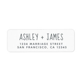 Elegant Script Black White Bröllop Returadress Etikett