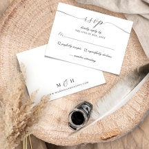 Elegant Script Black White Bröllop Simple