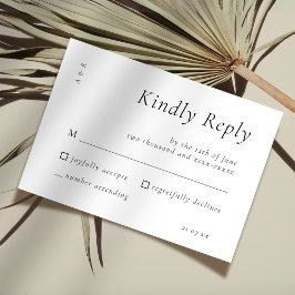Elegant Script Black White Bröllop Simple OSA Kort
