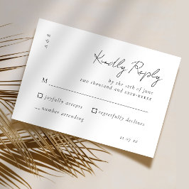 Elegant Script Black White Bröllop Simple OSA Kort