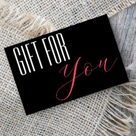 Elegant Script Black white & Rosa Gift Certificate Visitkort