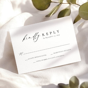 Elegant Script Black White Simple Bröllop OSA Kort