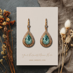 Elegant Script Blek Champagne Earring Card Visitkort