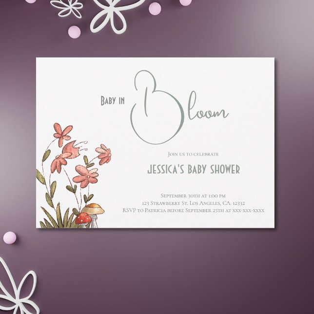 Elegant Script Blommigt Baby i Bloom Baby Shower Inbjudningar (Skapare uppladdad)