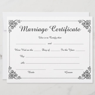 Elegant Script Blommigt Gräns Giftermål-certifikat