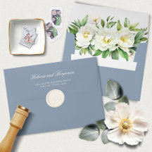 Elegant Script Blue Blommigt Anpassningsbar Adress