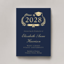 Elegant Script Blue Guld College Graduation Meddelande