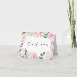 Elegant Script Blush Floral Wedding Thank You Tack Kort