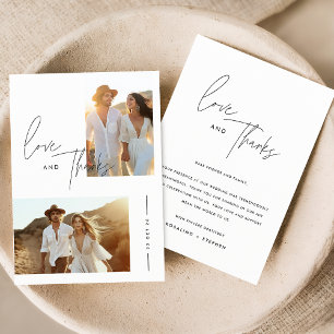 Elegant Script Boho Photo Bröllop Tack Kort