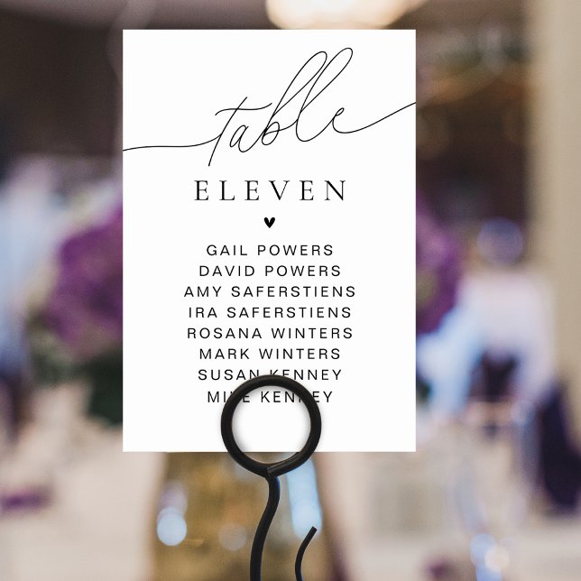 Elegant Script Bordsnummer Guest Namn Sign (Elegant Script Table Number Guest Names Sign)