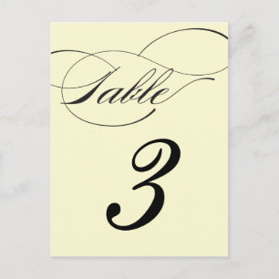 Elegant Script-Bordsnummer vykort - svart