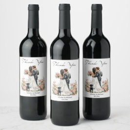 elegant script bride and groom wedding thank you vinflaska etikett