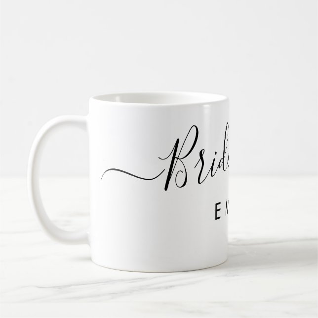 Elegant Script Bridesmaid Personlig Namn Kaffemugg (Vänster)