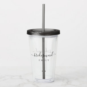 Elegant Script Bridesmaid Personlig Namn Take Away Mugg
