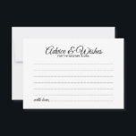 Elegant Script Bröllop Adress och Önskemål Card Rådkort<br><div class="desc">Lägg till en personlig beröring till bröllop med ett elegant bröllop-kort och ett önskemål-kort. Det här rådgivningskortet har en titel i svart,  modernt calligraphy-teckensnitt stil och detaljer i svart sans serif-teckensnitt stil på vit bakgrund. Perfekt för bröllop,  babydusch,  födelsedagsfest,  möhippa,  bachelorette-fest och alla särskilda tillfällen.</div>