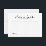 Elegant Script Bröllop Adress och Önskemål Card Rådkort<br><div class="desc">Lägg till en personlig beröring till bröllop med ett elegant bröllop-kort och ett önskemål-kort. Det här rådgivningskortet har en titel i svart,  modernt calligraphy-teckensnitt stil och detaljer i svart sans serif-teckensnitt stil på vit bakgrund. Perfekt för bröllop,  babydusch,  födelsedagsfest,  möhippa,  bachelorette-fest och alla särskilda tillfällen.</div>