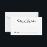 Elegant Script Bröllop Adress och Önskemål Card Rådkort<br><div class="desc">Lägg till en personlig beröring till bröllop med ett elegant bröllop-kort och ett önskemål-kort. Det här rådgivningskortet har en titel i svart,  modernt calligraphy-teckensnitt stil och detaljer i svart,  modernt sans serif-teckensnitt stil på vit bakgrund. Perfekt för bröllop,  babydusch,  födelsedagsfest,  möhippa,  bachelorette-fest och alla särskilda tillfällen.</div>