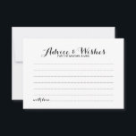 Elegant Script Bröllop Adress och Önskemål Card Rådkort<br><div class="desc">Lägg till en personlig beröring till bröllop med ett elegant bröllop-kort och ett önskemål-kort. Det här rådgivningskortet har en titel i svart,  modernt calligraphy-teckensnitt stil och detaljer i svart sans serif-teckensnitt stil på vit bakgrund. Perfekt för bröllop,  babydusch,  födelsedagsfest,  möhippa,  bachelorette-fest och alla särskilda tillfällen.</div>