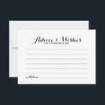 Elegant Script Bröllop Adress och Önskemål Card Rådkort<br><div class="desc">Lägg till en personlig beröring till bröllop med ett elegant bröllop-kort och ett önskemål-kort. Det här rådgivningskortet har en titel i svart,  modernt calligraphy-teckensnitt stil och detaljer i svart sans serif-teckensnitt stil på vit bakgrund. Perfekt för bröllop,  babydusch,  födelsedagsfest,  möhippa,  bachelorette-fest och alla särskilda tillfällen.</div>